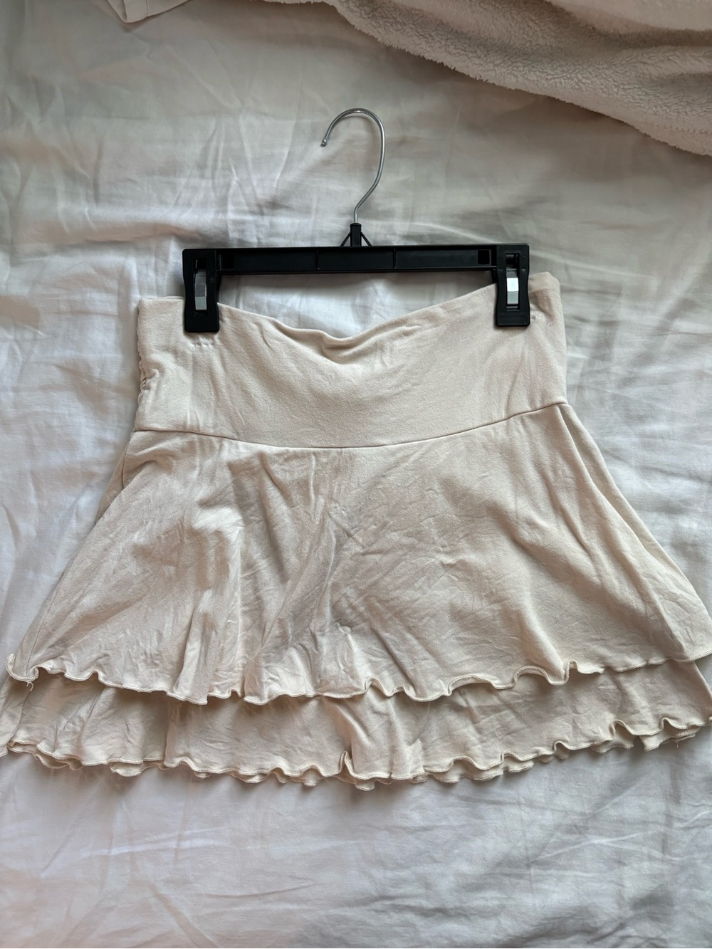 Womens Cream Tiered Flounce Skirt